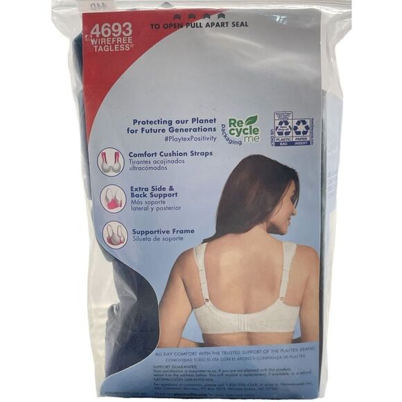 Playtex Women's Blue 18 Hour Ultimate Shoulder Comfort Bra Size 44D NWT - Picture 6 of 7